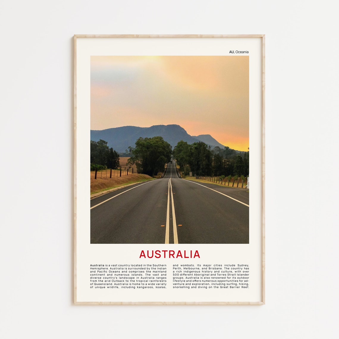 Australia Sunset Road Highway Mountains Film Photo Travel Print