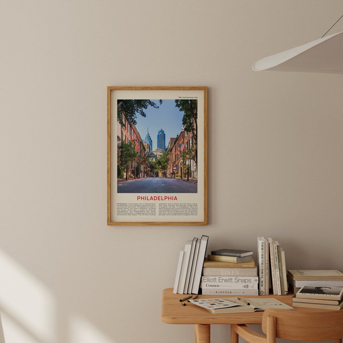 Philadelphia Historic Brick Street Skyline Film Photo Travel Poster - Image 2