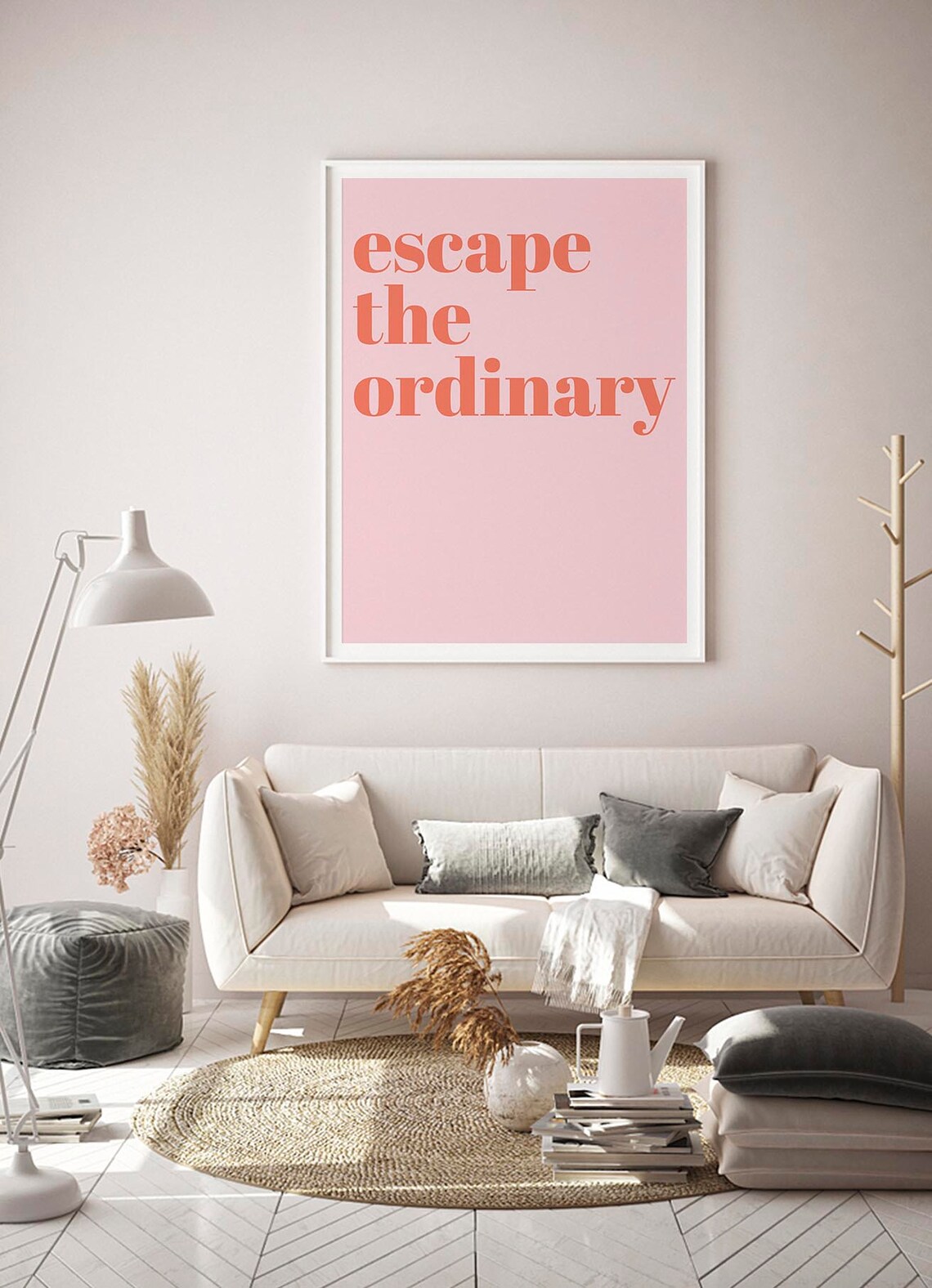 Escape The Ordinary Art Typography Wall Art Pink Home Decor Motivational Quote Instant - Image 4