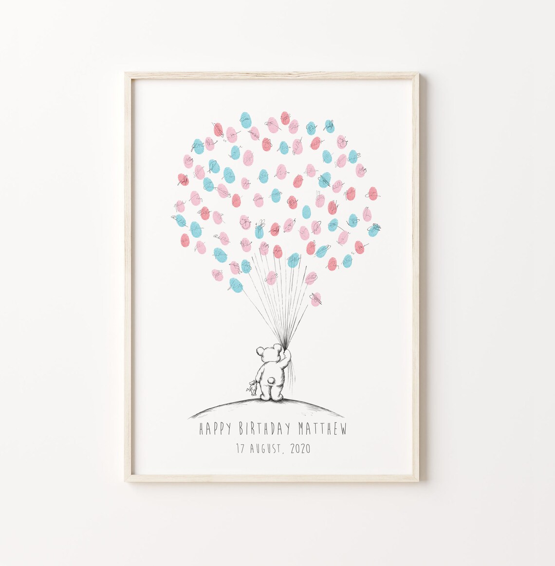 Baby Bear Guest Book, Custom Birthday Fingerprint Print