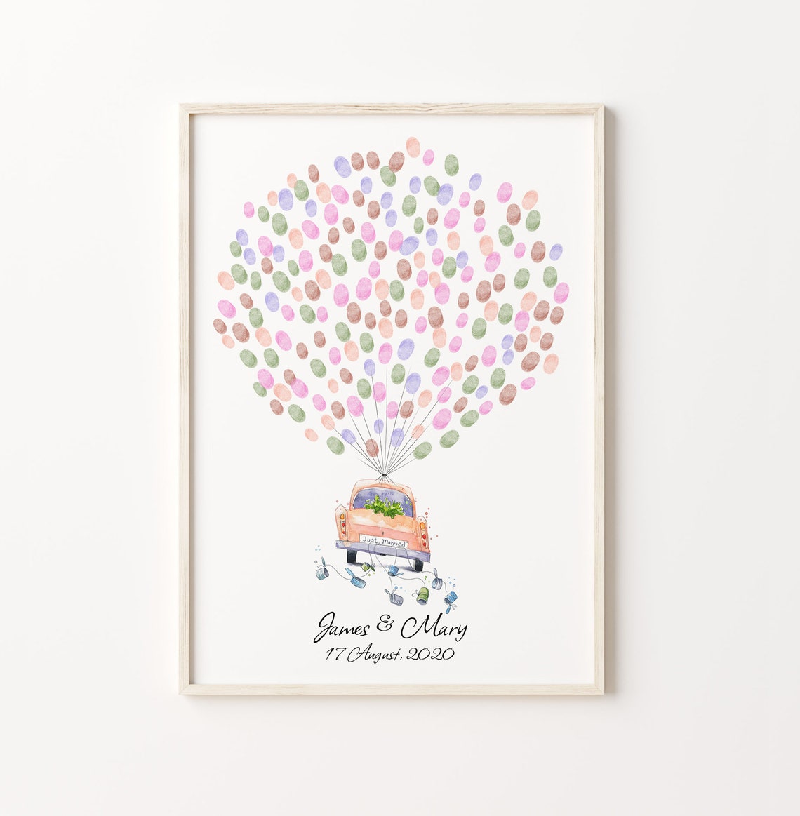 Just Married Thumbprint Guest Book Art Print