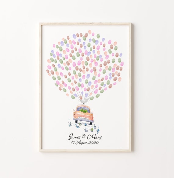 Just Married Thumbprint Guest Book Art Print