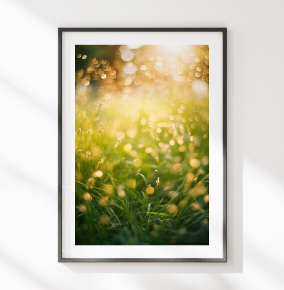 Meadow Sunrise Print Dawns Embrace Serene Nature Poster Art Golden Sunrise Meadow Decoration Morning Enthusiasts Gift Idea