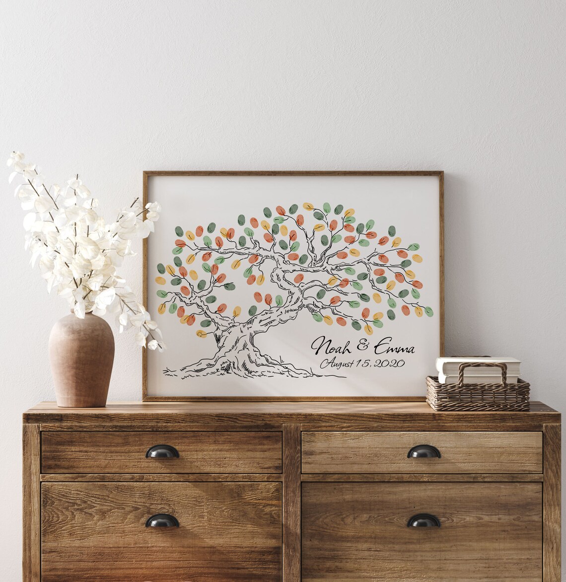 Sketch Thumbprint Tree Wedding Guest Book Art Print - Image 3
