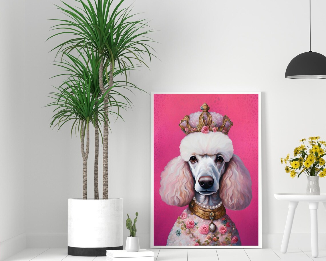 Pink Poodle Renaissance Animal Portrait Art Print - Image 2