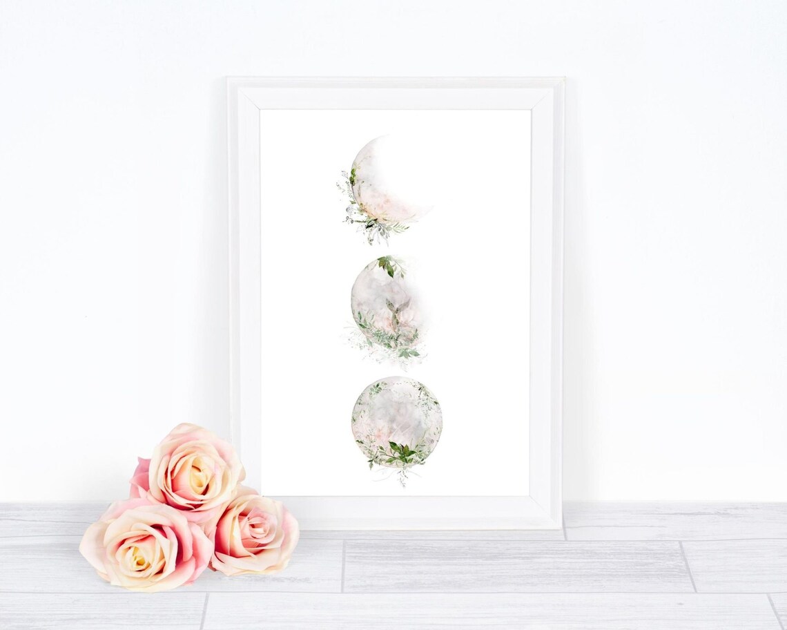 Moon Phases Watercolour Celestial Art Print - Image 3