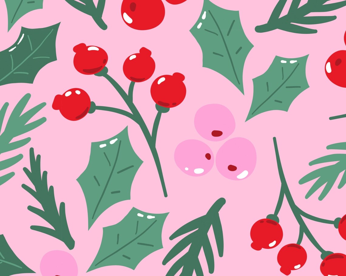 Christmas Botanical Art Print, Boho Holly Decor - Image 3