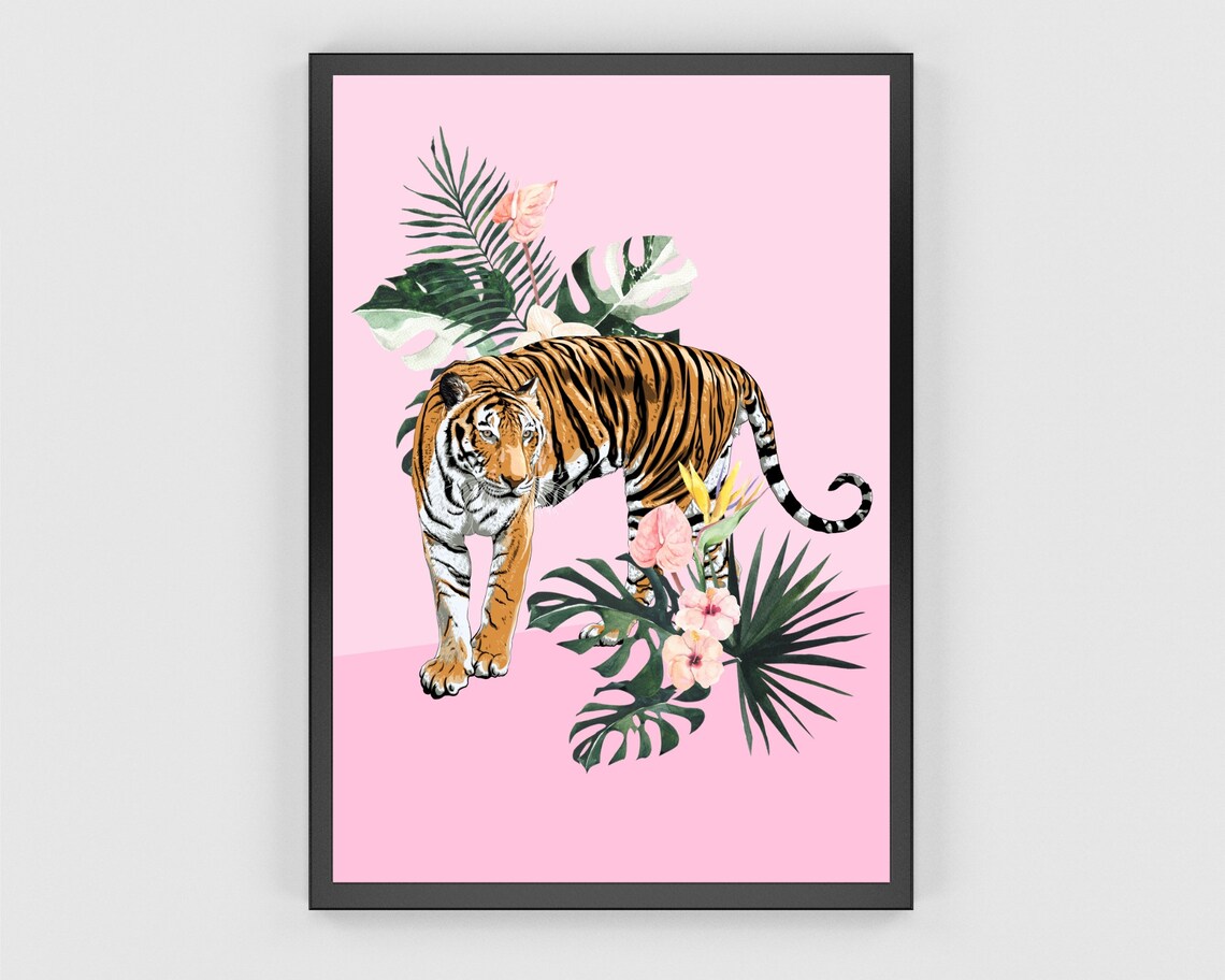 Jungle Tiger Botanical Animal Wall Art Art Print - Image 2