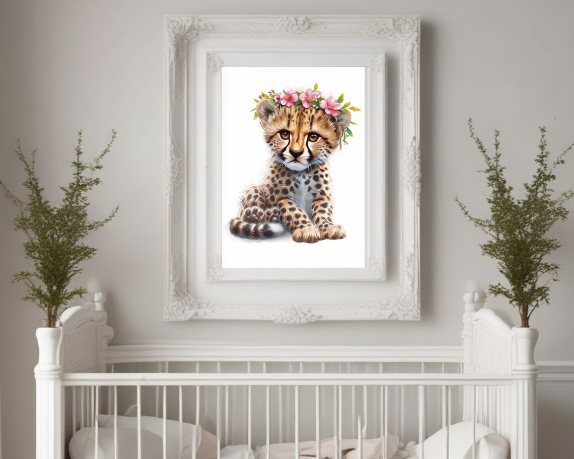 Baby Cheetah Nursery Art Print, Cute Safari Animal - Image 3