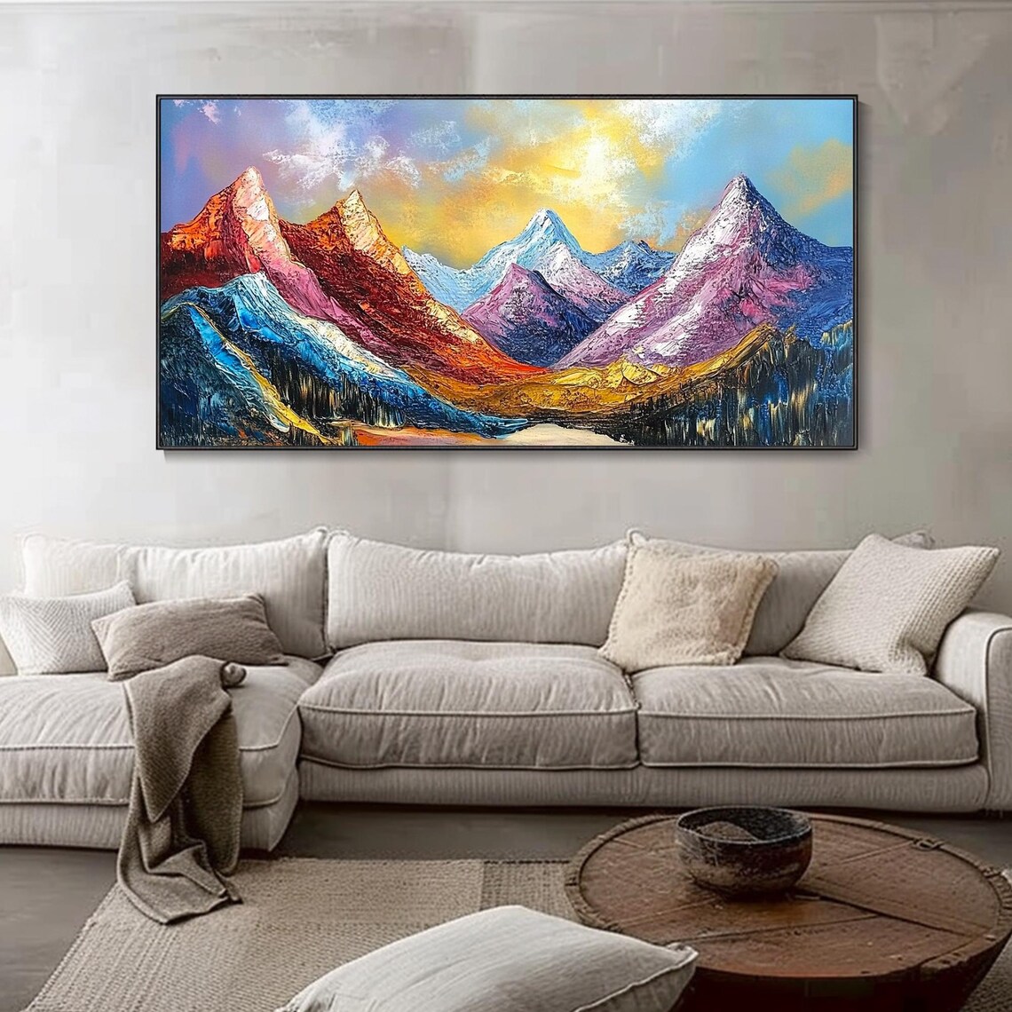 Colorful Mountain Peaks Sunrise Red Blue Violet Landscape Poster - Image 4