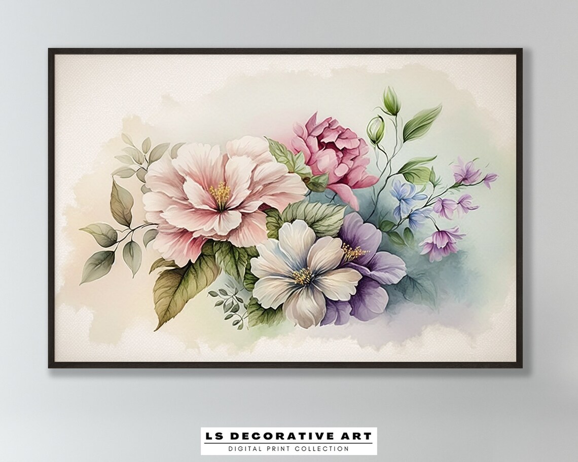Pastel Floral Watercolor Bouquet With Soft Pink Blooms Poster