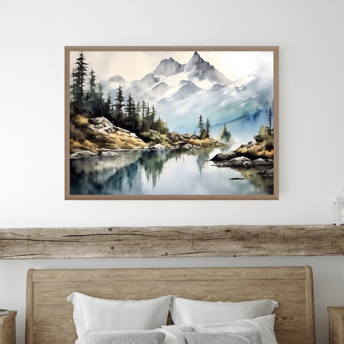 Mountain Lake Watercolor Minimalist Art Print - Image 4
