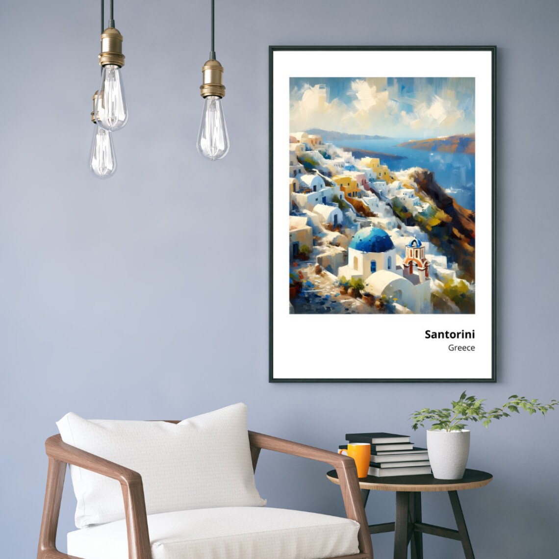 Santorini Greece Oia Blue Domes Caldera Aegean Sea View Poster - Image 5