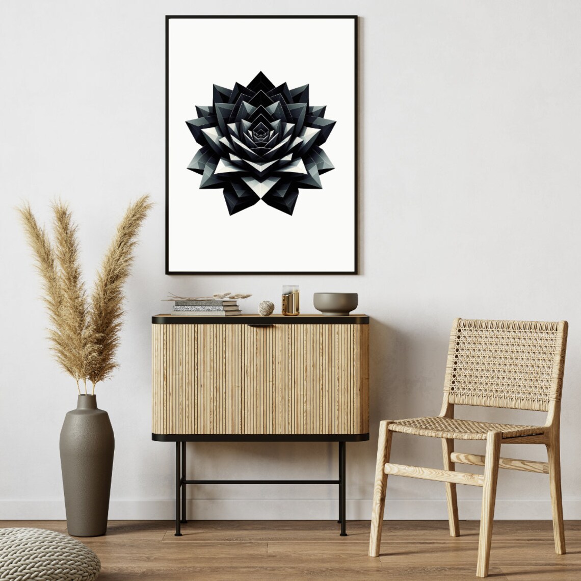 Geometric Succulent Harmony, Modern Interiors Art Print - Image 4