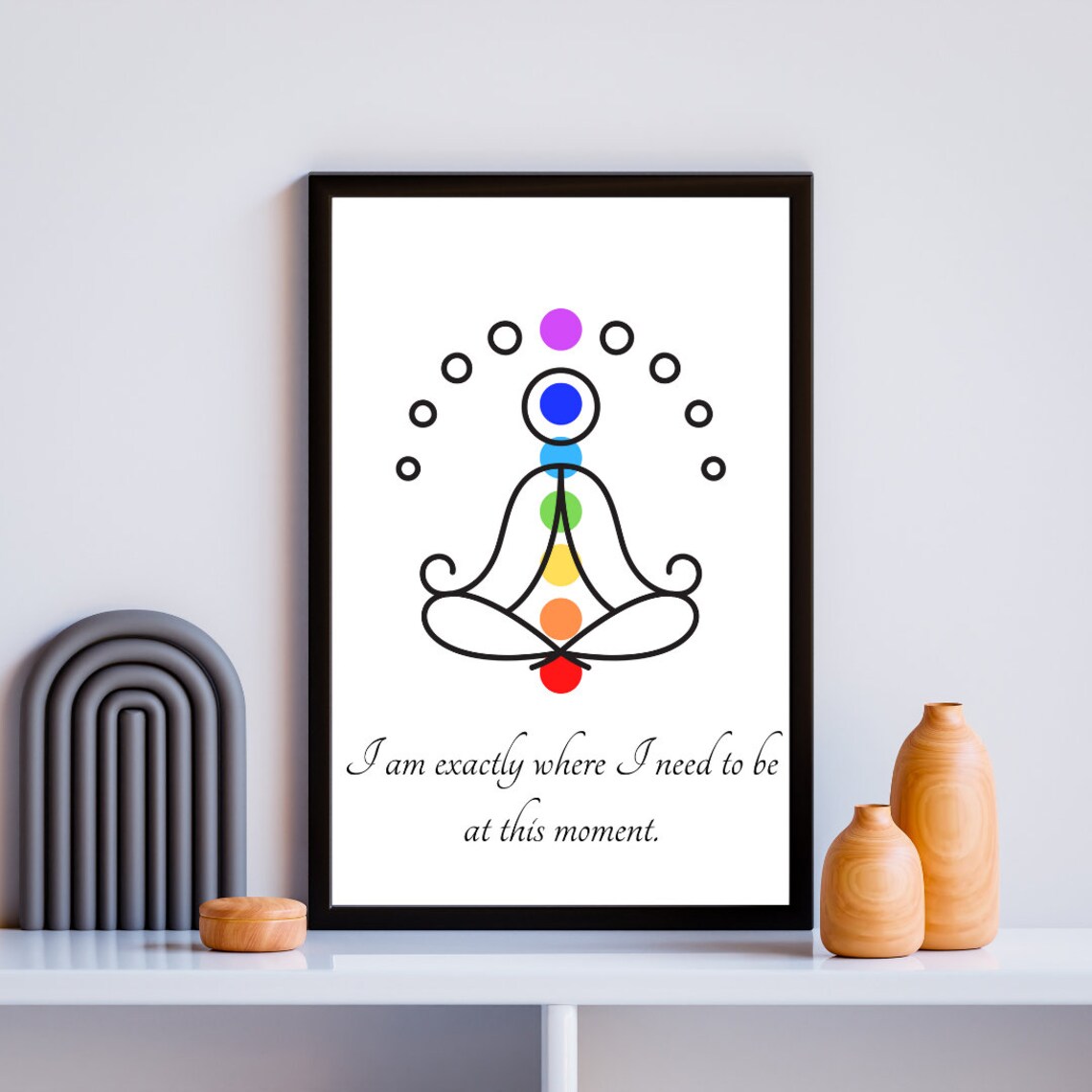 Centered Being Yoga Poster, Chakra Alignment Art