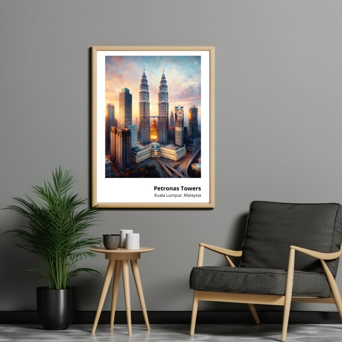Petronas Towers Kuala Lumpur Twin Towers Sunset Skyline City Poster - Image 2
