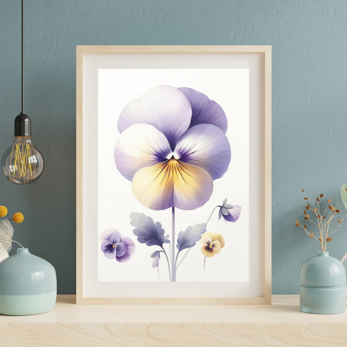 Whimsical Pansy Blooms Purple Violet Soft Watercolor Art Poster - Image 5