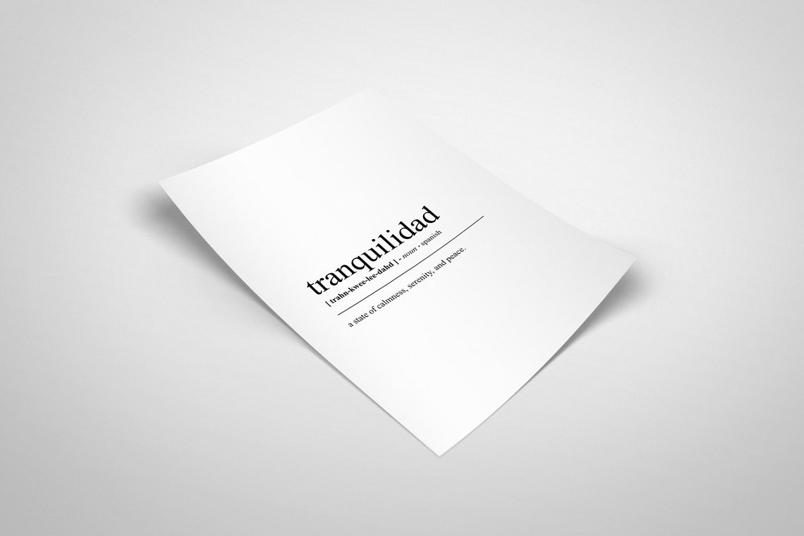 Tranquilidad Spanish Word Definition Minimalist Dictionary Poster - Image 2