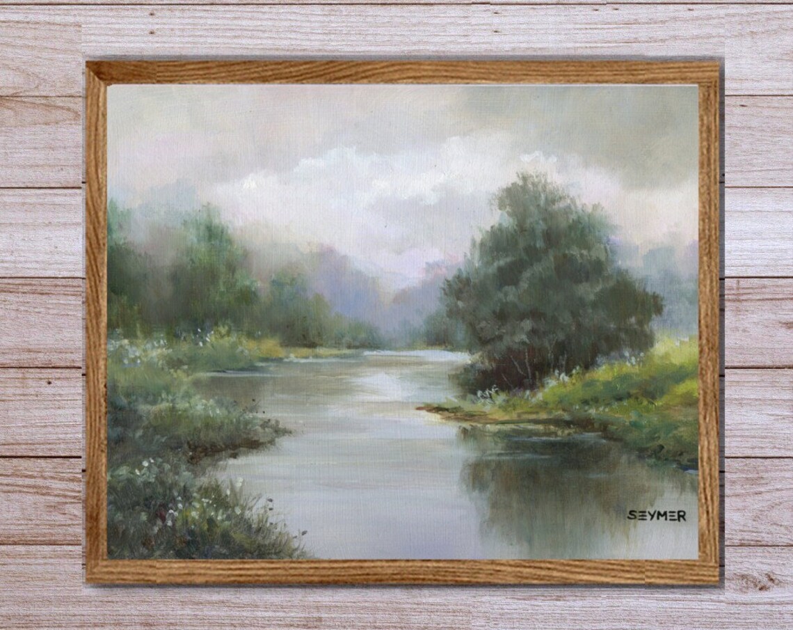 Vintage River Painting Print, Classic Landscape Art - Image 3
