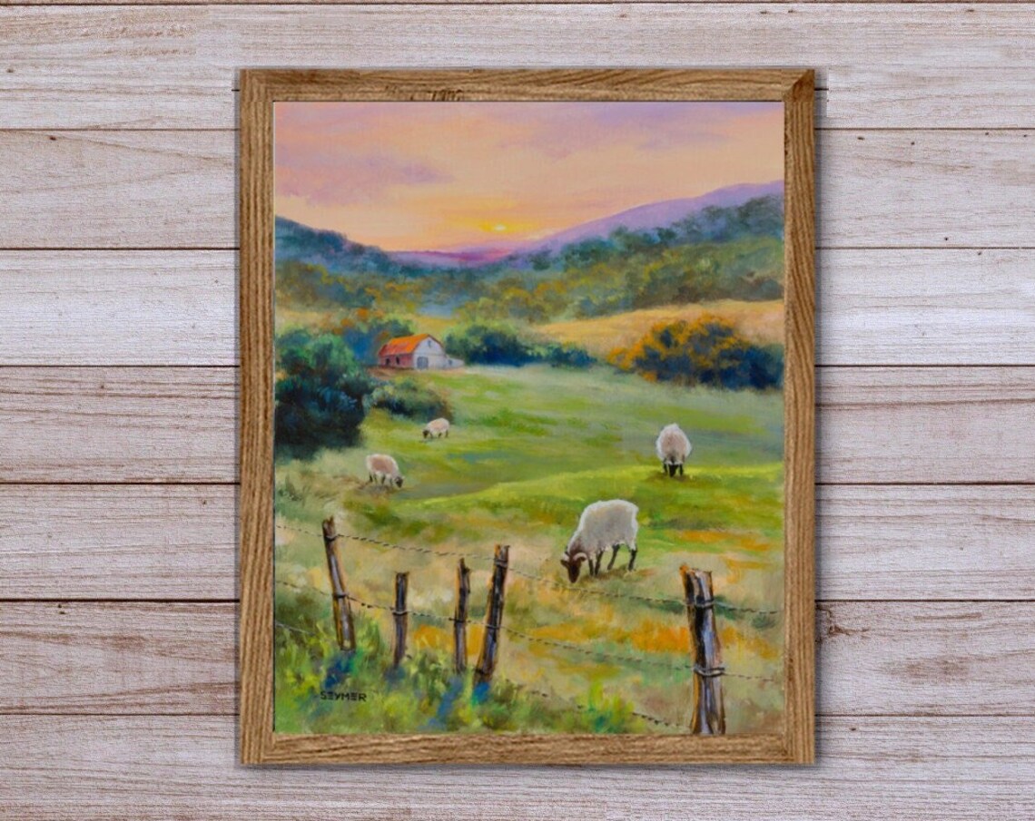 Prairie Farmhouse Landscape Art Print, Red Barn - Image 5