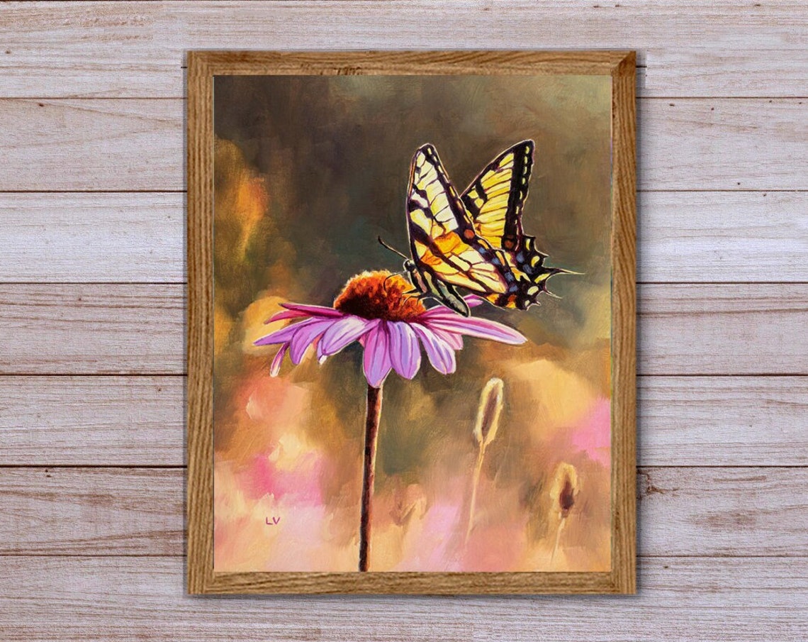 Tiger Swallowtail Butterfly On Purple Coneflower Garden Art Poster - Image 5