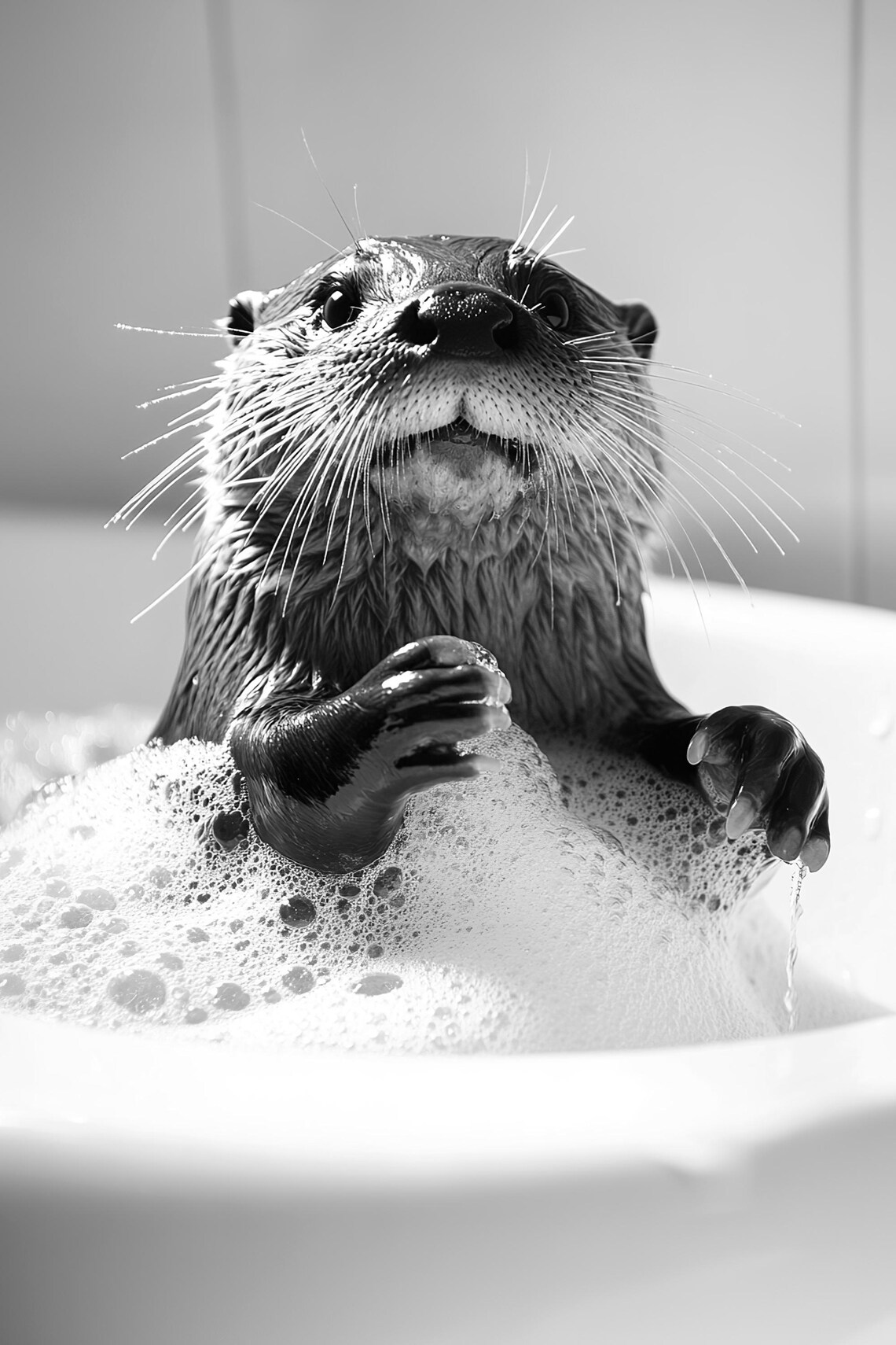 Otter in the Bathtub, Vintage Retro Bathroom Art Print - Image 2