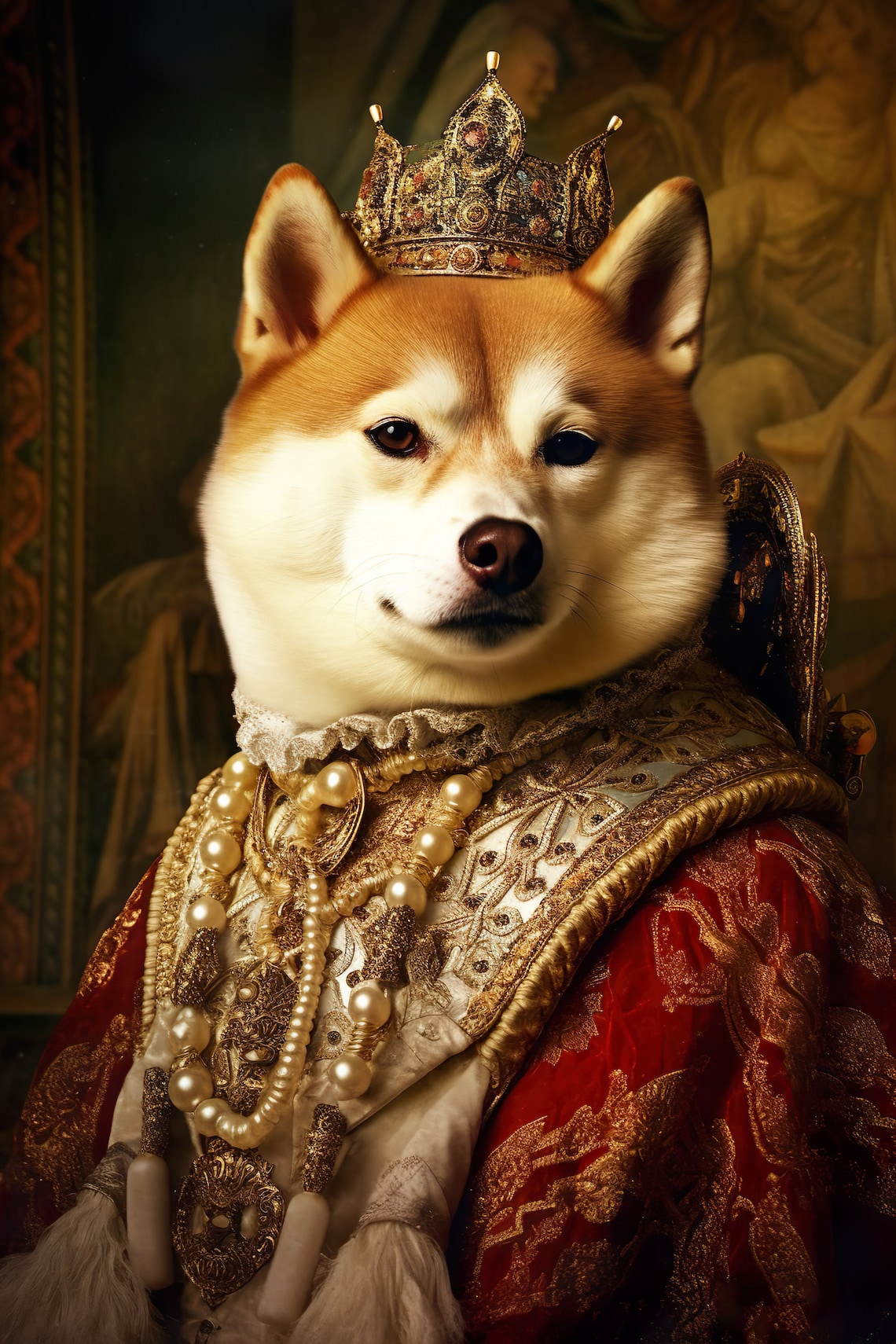 Aristocratic Shiba Inu Funny Dog Portrait Art Print
