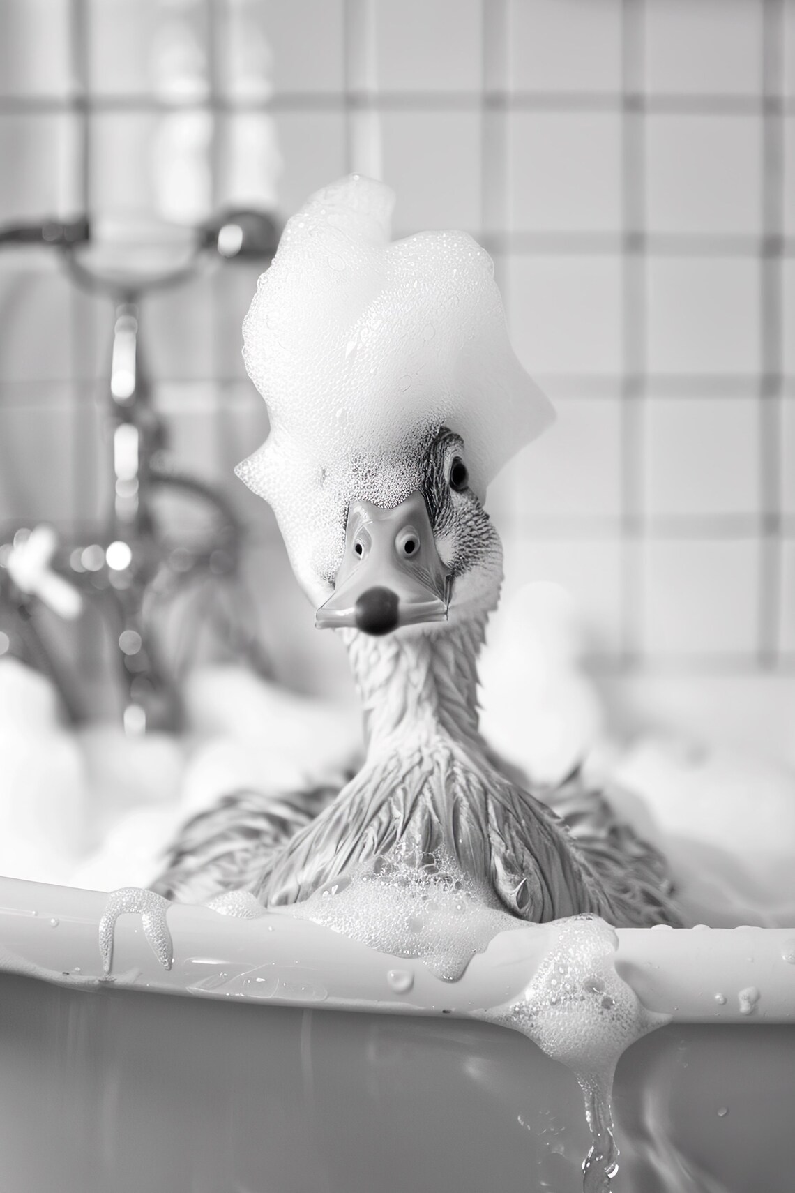 Duck In The Bathtub Funny Animal Bathroom Wall Art
