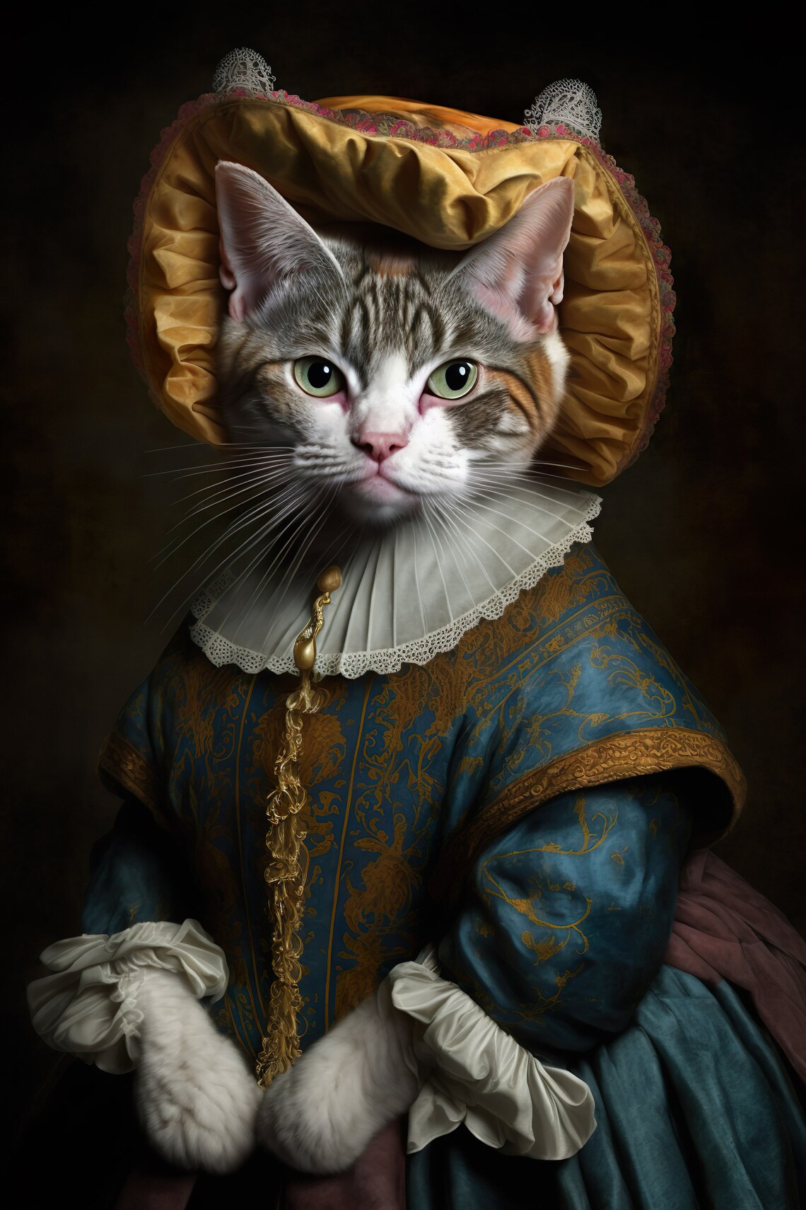 Aristocratic Lady Cat Renaissance Portrait Art Print