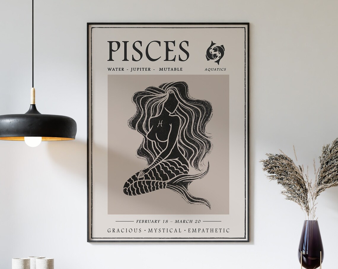 Pisces Star Sign Poster, Boho Astrology Art Print - Image 3