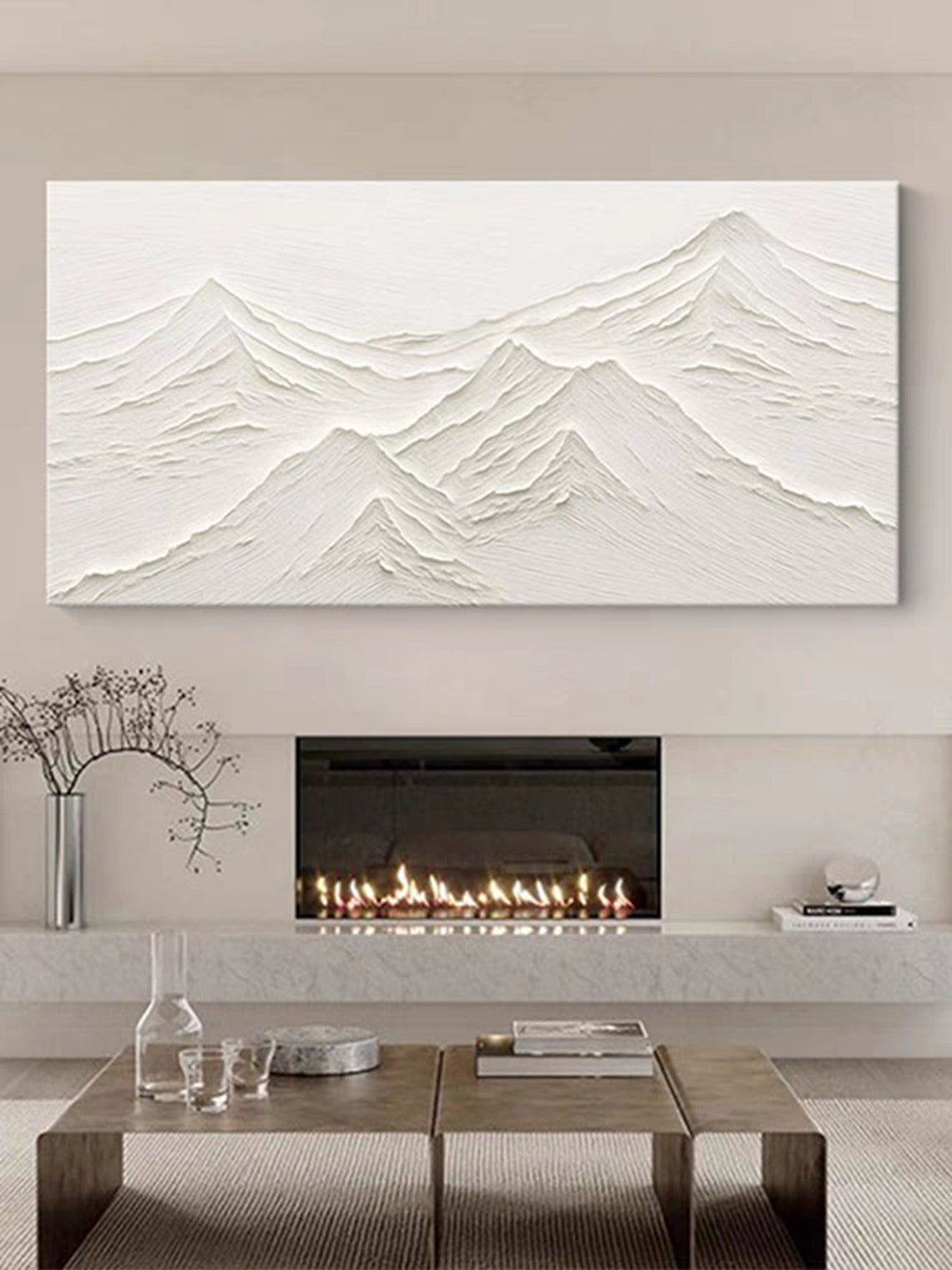 Modern Thick Textured White Mountain Artwork Original Hand Painted Palette Knife Art Minimalist Abstract Style Artwork Contemporary Art - Image 4