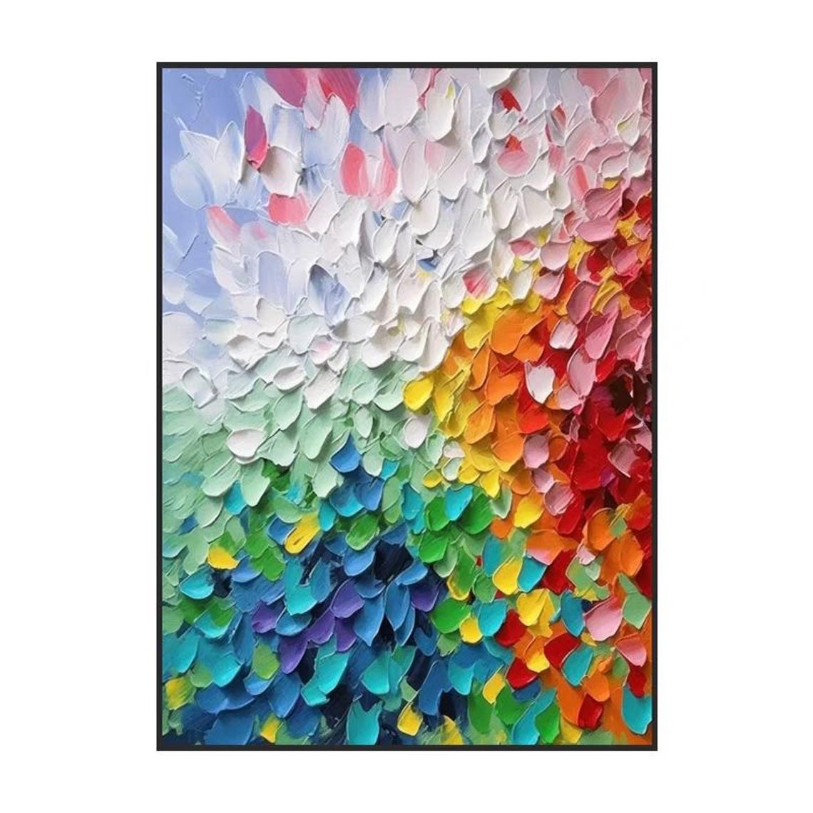 Rainbow Petals Impasto Texture Multicolored Abstract Vertical Poster - Image 2