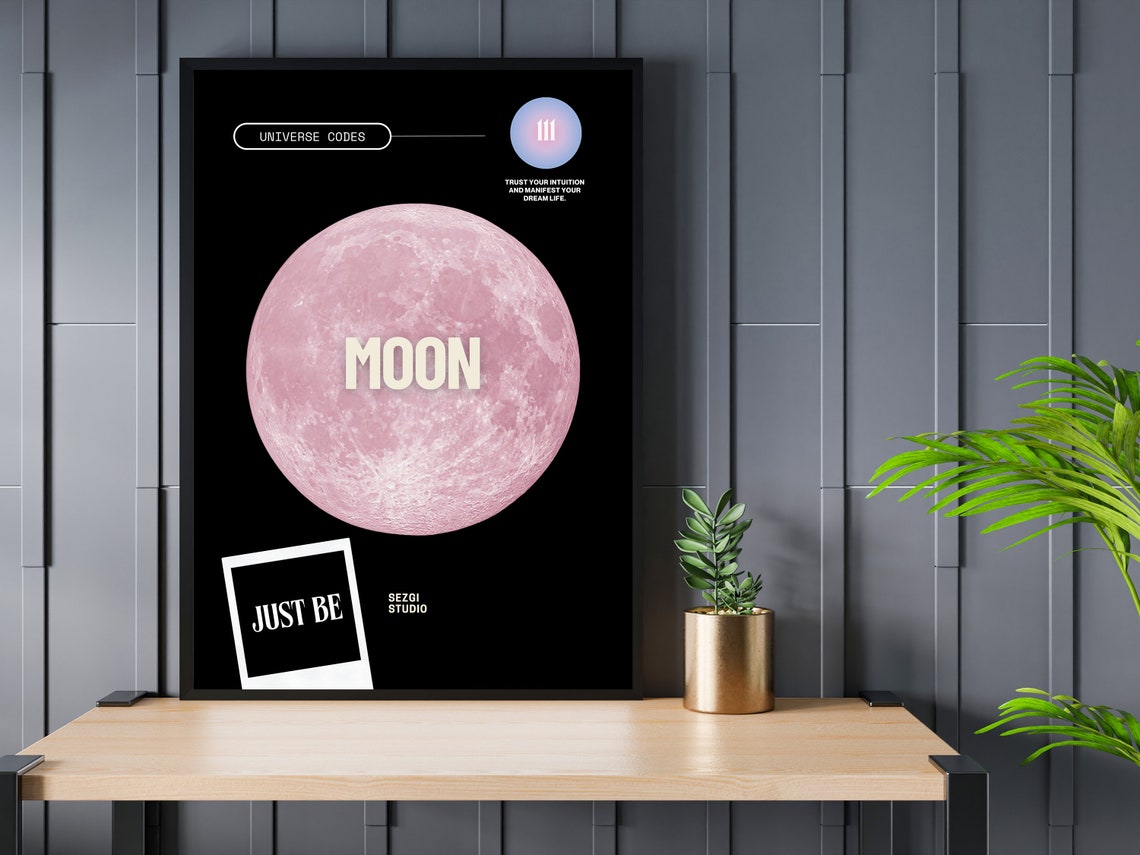 Moon Planet Universe Code 111 Just Be Angel Number Spiritual Poster