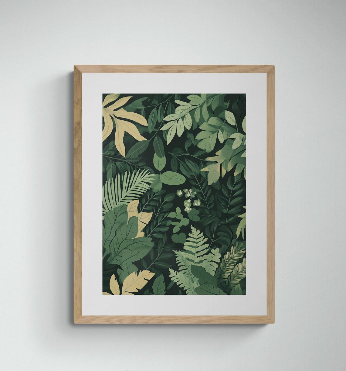 Dark Green Botanical Forest Leaves Ferns Moody Jungle Wall Art Poster