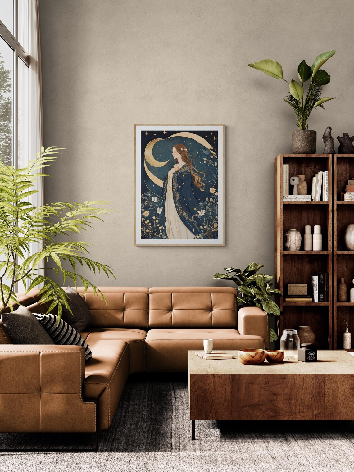 Art Nouveau Moon Goddess, Mystical Wall Decor - Image 3