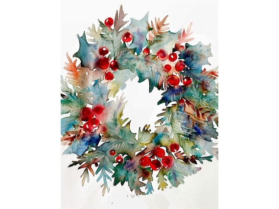 Christmas Pine Branch Watercolor Poster