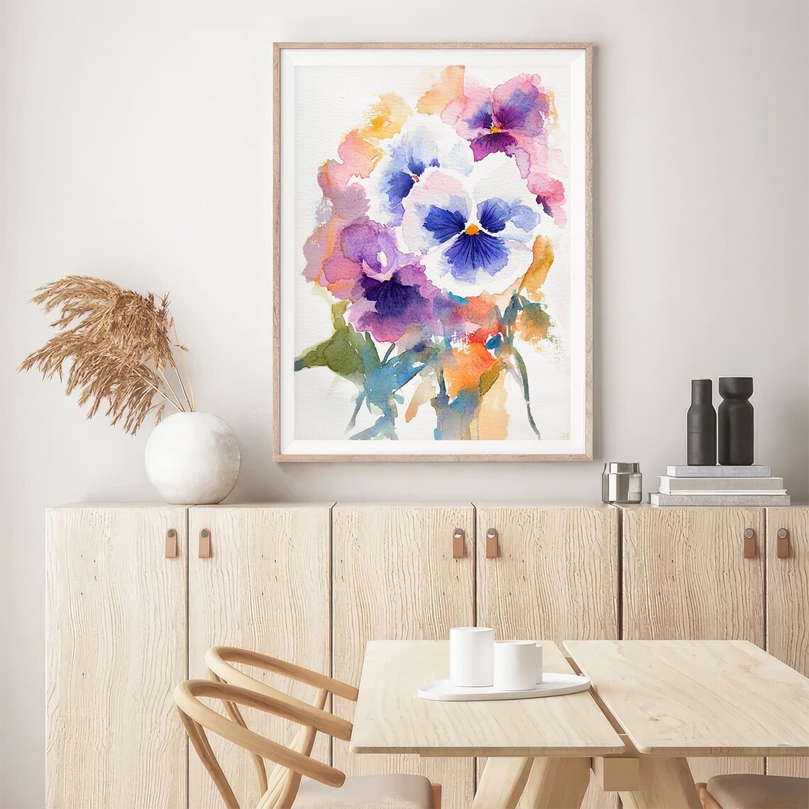 Pansy Flowers Watercolor Purple Floral Large Wall Decor Art Poster - Image 5