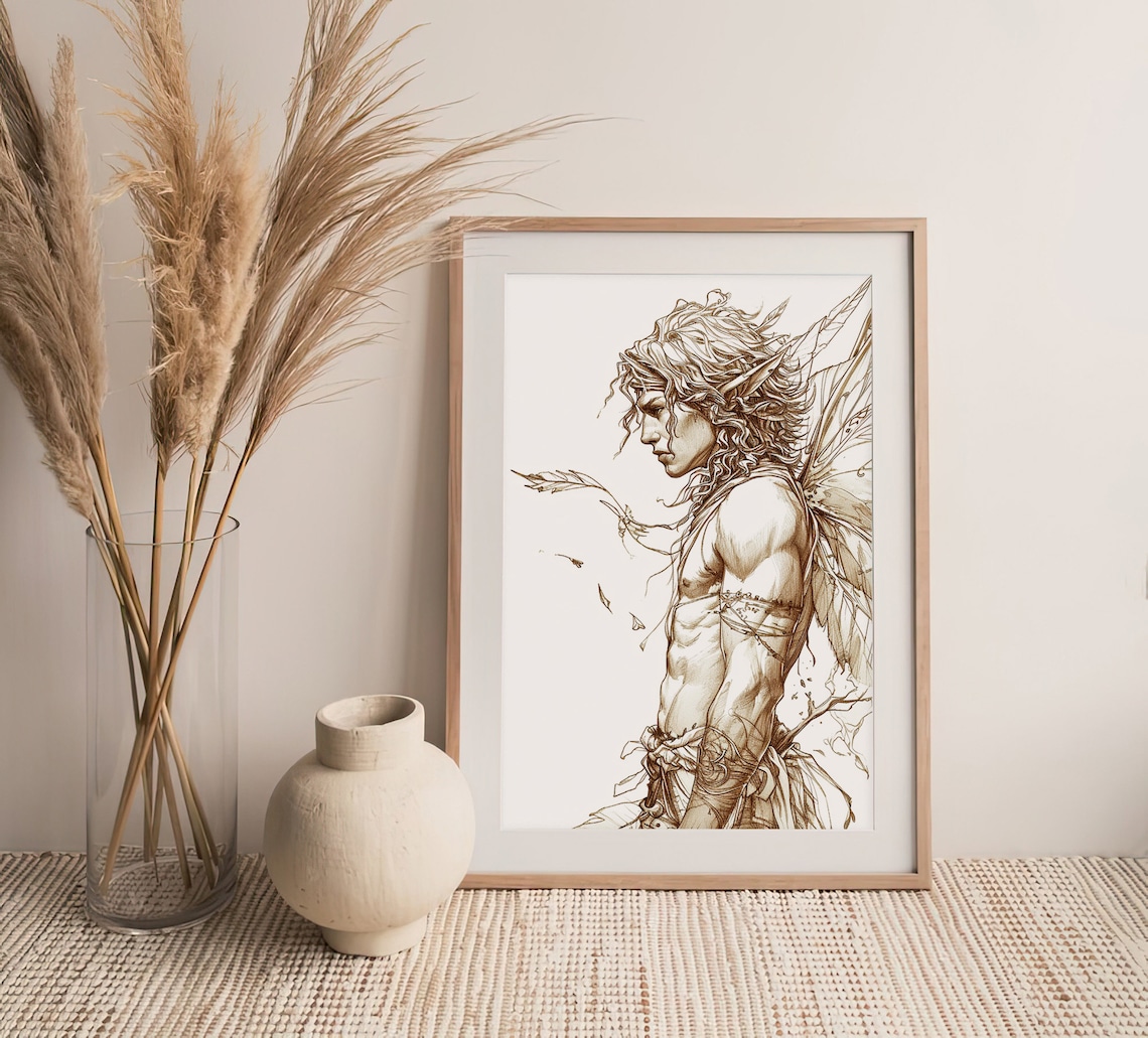 Fairy Watercolor Line Art Print, Fairy Tale Poster - Image 4