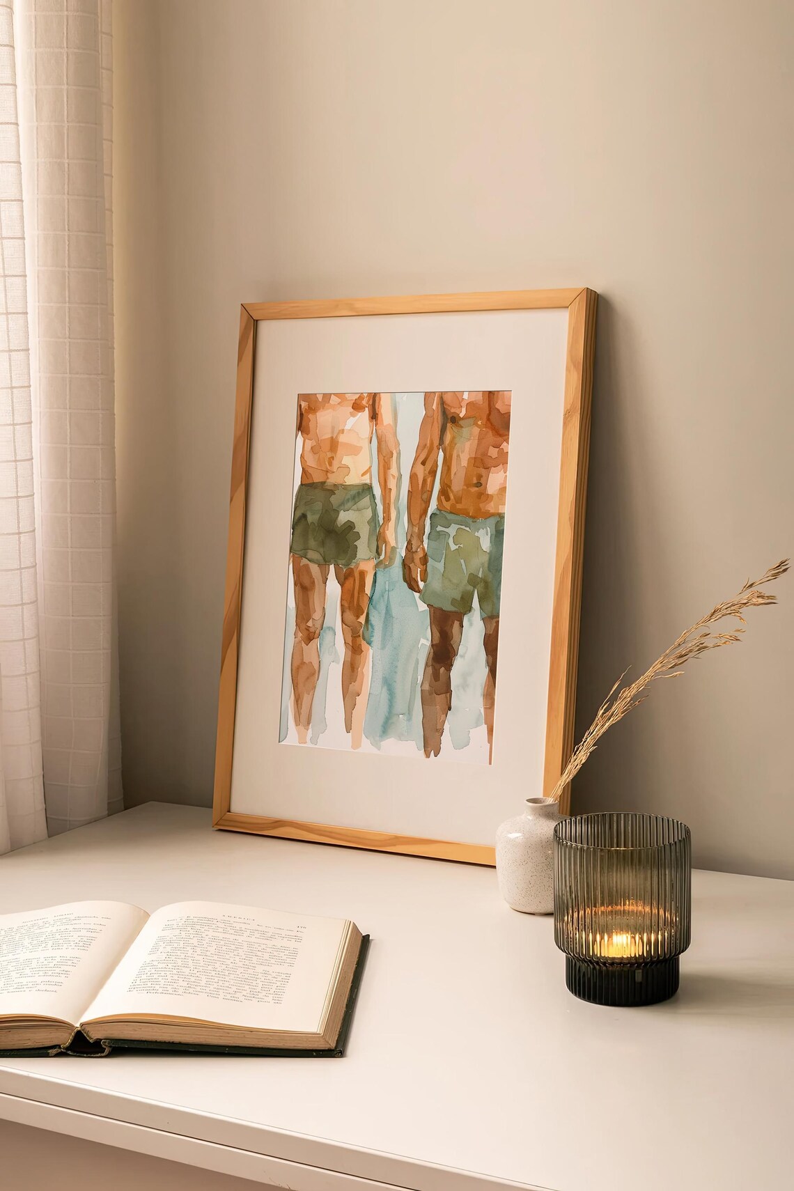 Male Bodies Watercolor Art Print, Friendship Wall Art - Image 2