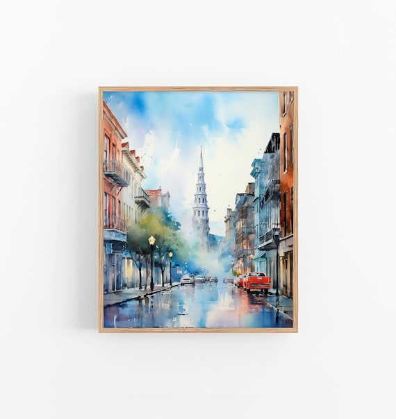 Church Street Charleston Watercolor Travel Poster