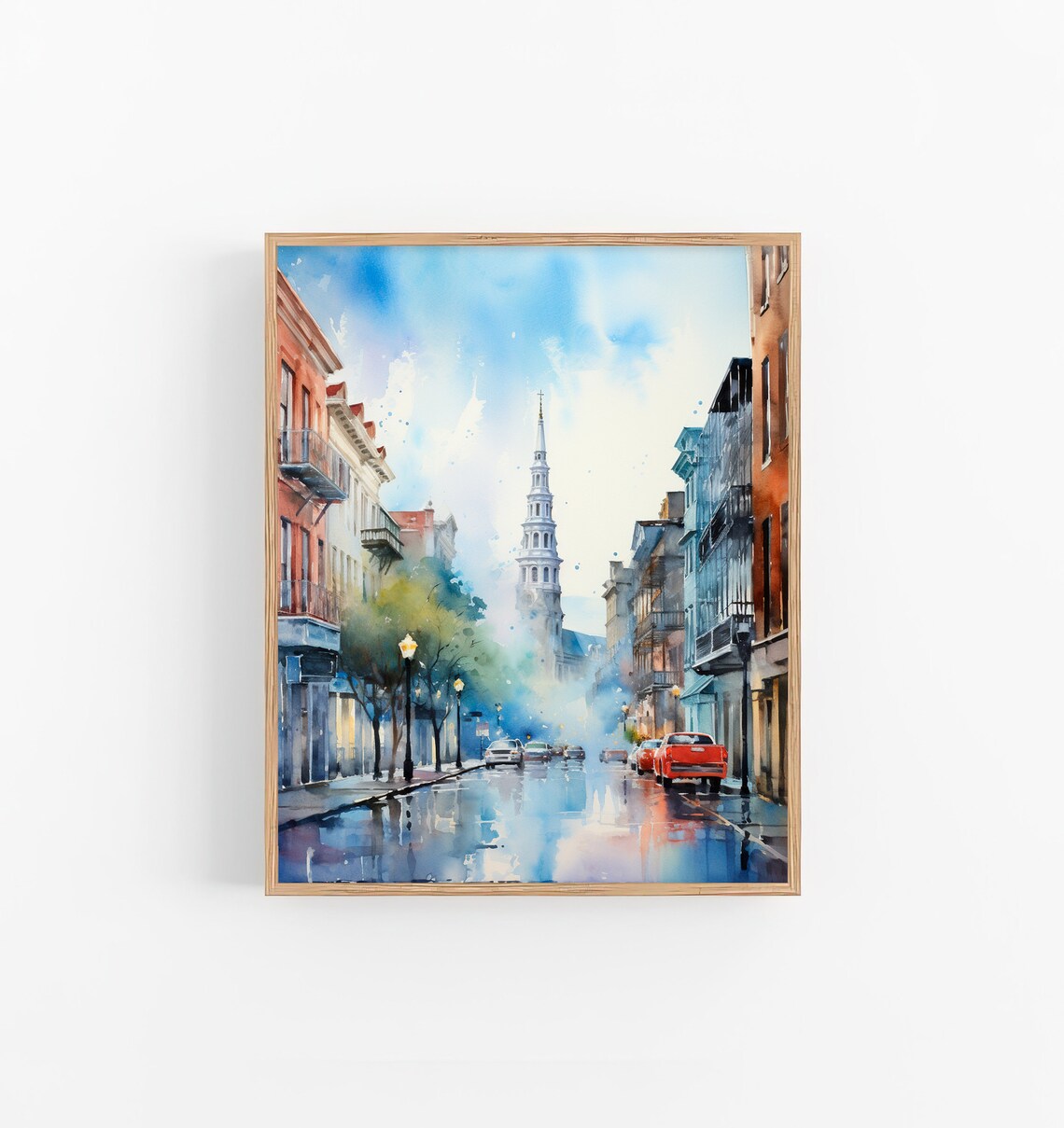 Church Street Charleston Watercolor Travel Poster