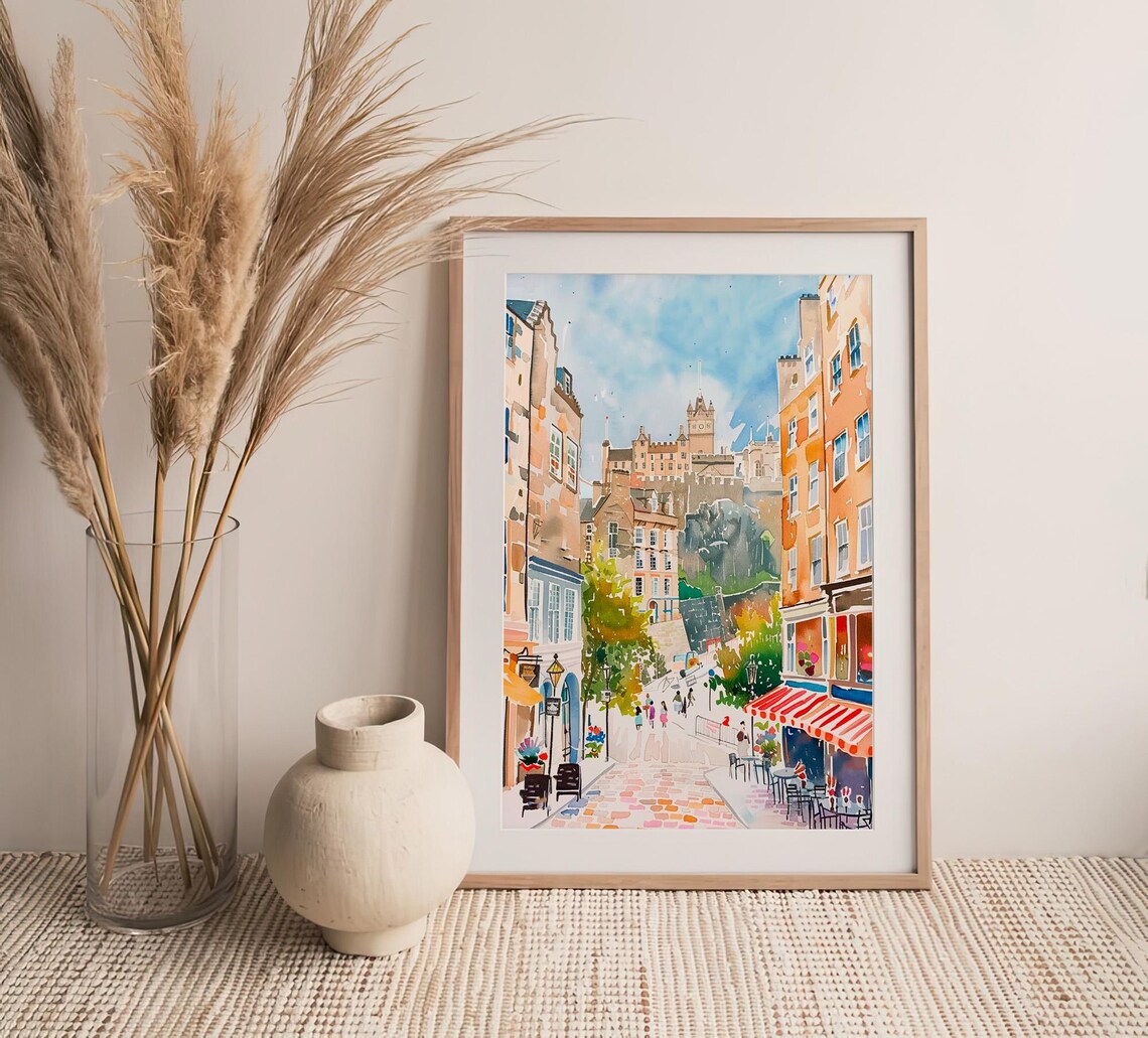 Edinburgh Watercolor Cityscape Travel Poster - Image 4
