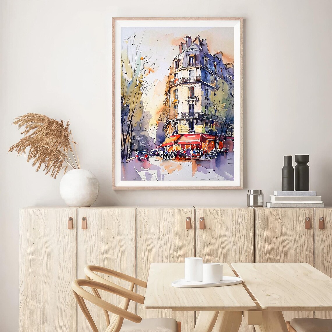 Paris Haussmann Building Street Cafe Watercolor Travel Poster - Image 5