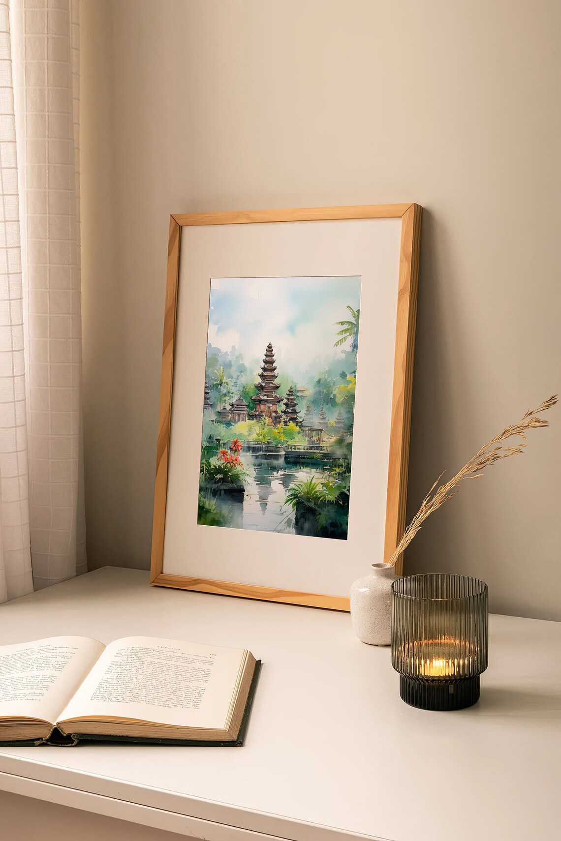Bali Watercolor Landscape Travel Poster, Indonesia - Image 3