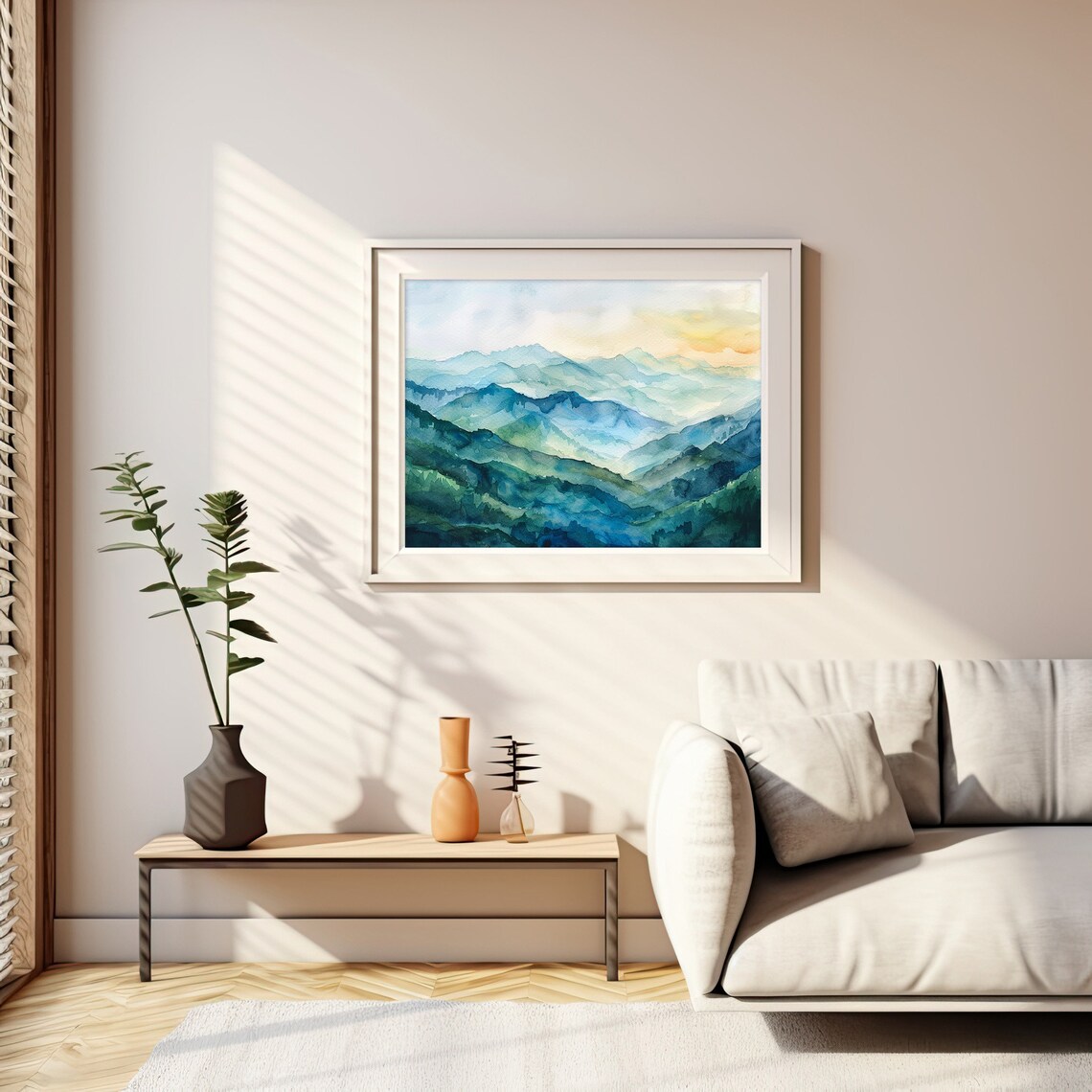 Blue Ridge Mountains Watercolor Foggy Forest Art Print - Image 2