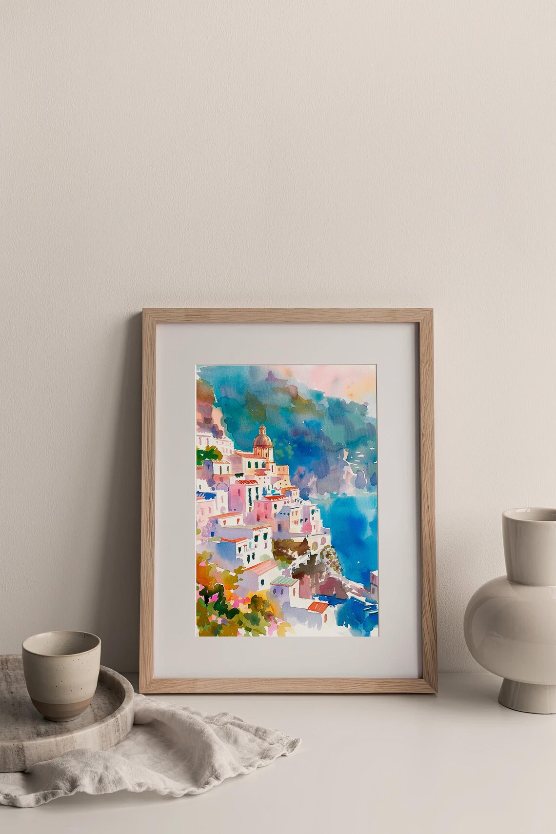 Amalfi Coast Positano Watercolor Art Print - Image 3
