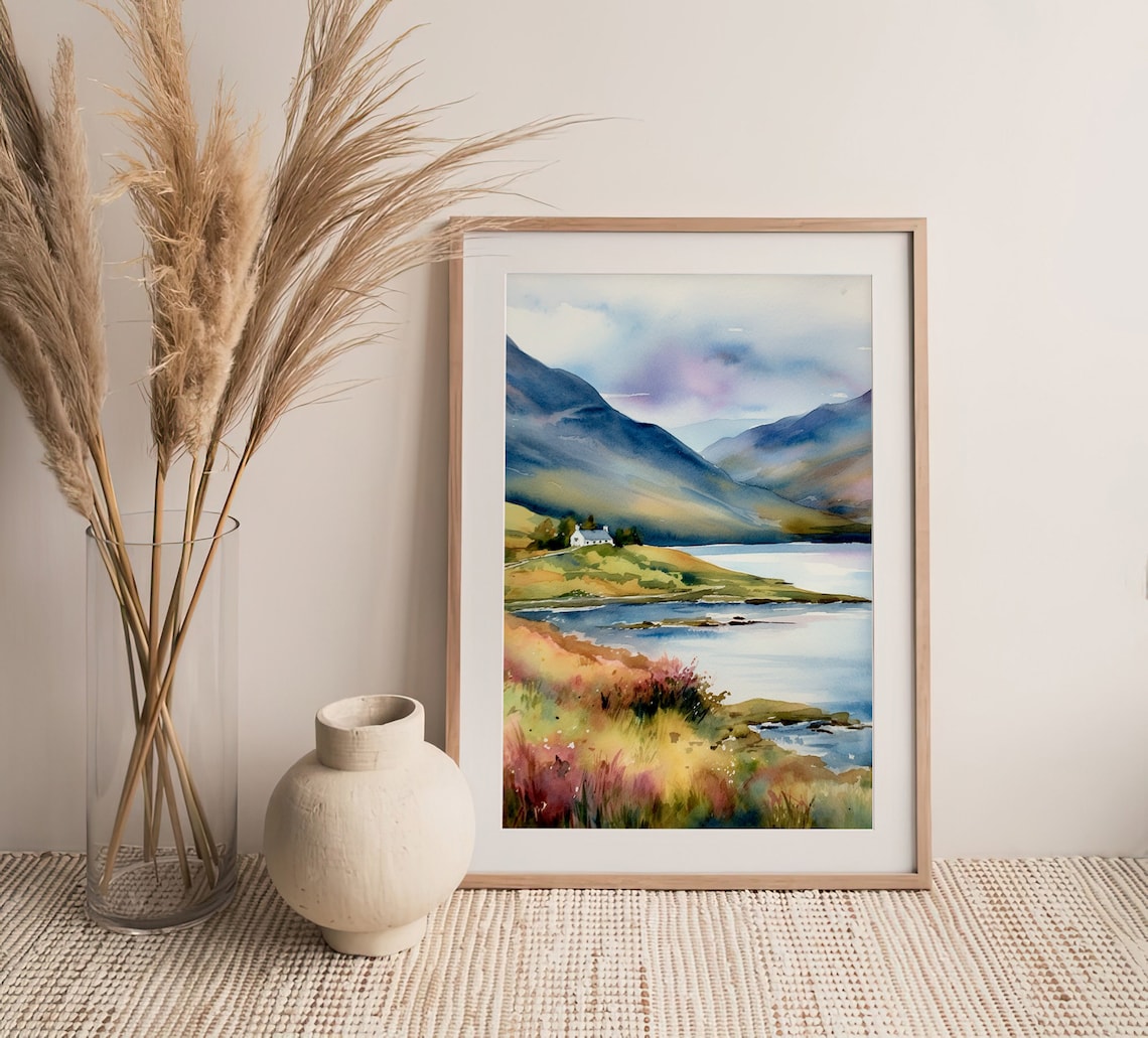 Lake District Watercolor Art Print, England Countryside - Image 4