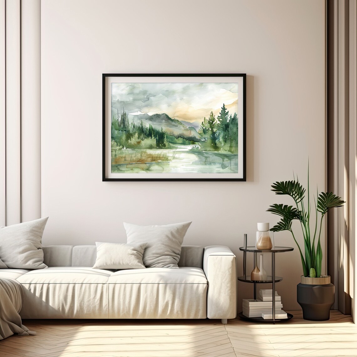 Lake Tahoe Forest Shoreline Mountain Watercolor California Poster - Image 3