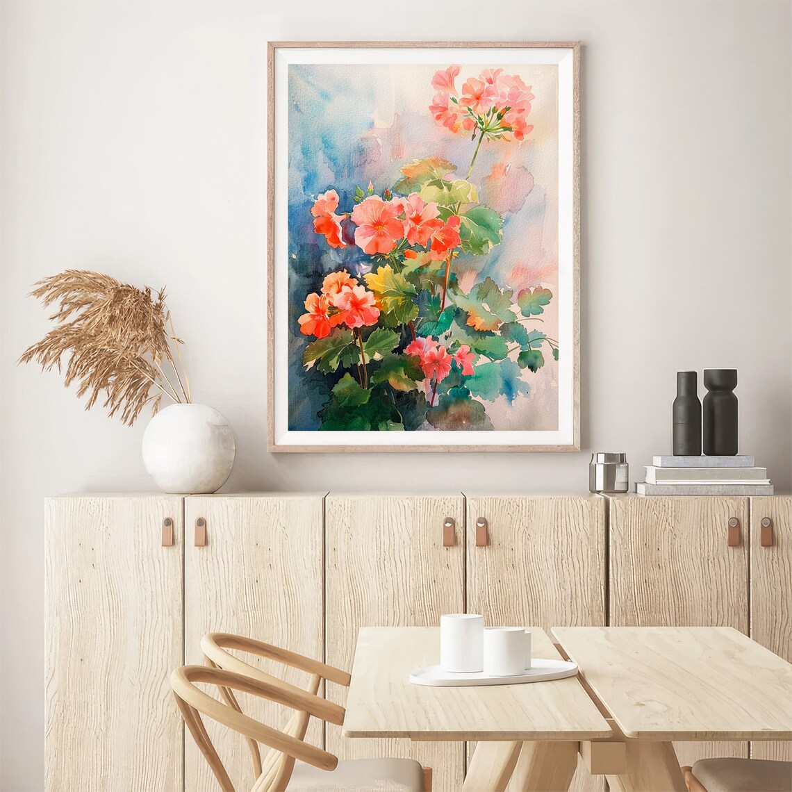 Geranium Watercolor Art Print, Spring Flowers Decor - Image 5