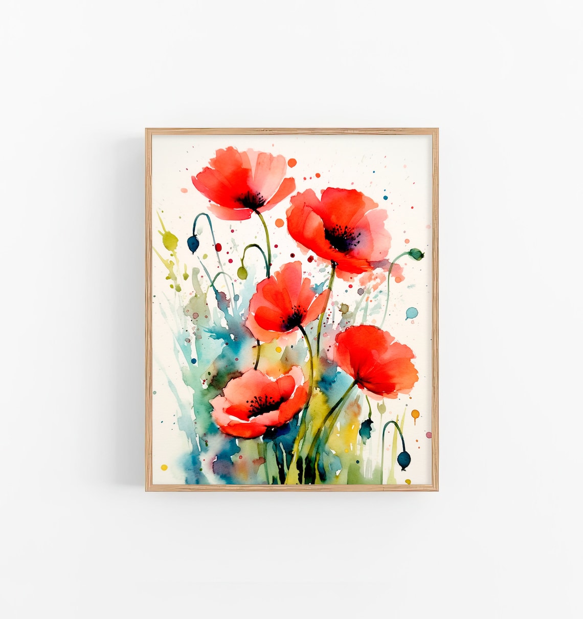 Red Poppy Flowers Watercolor Art Print, Farmhouse Floral - Image 5